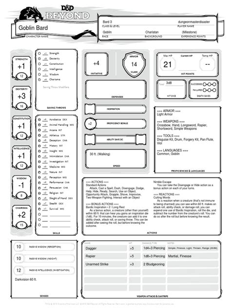 D&D Beyond Character Sheet.